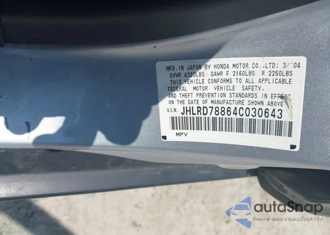 2004 Honda Cr-V Ex из США, поврежденный, VIN JHLRD78864C030643